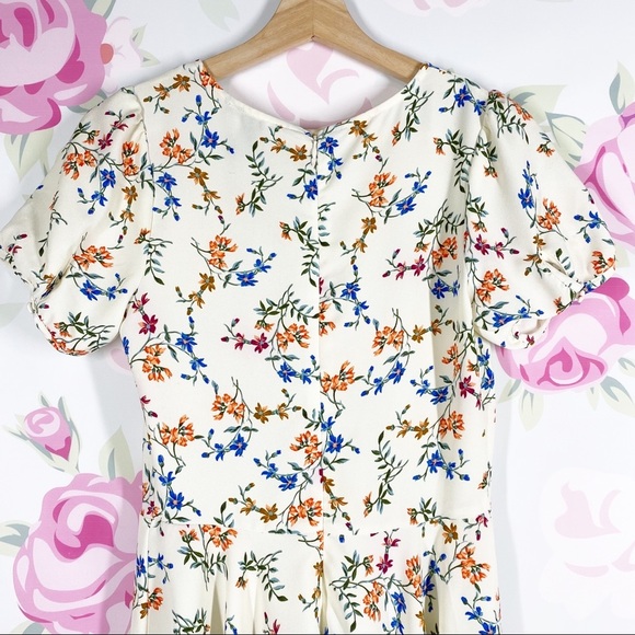 Forever 21 Ditsy Floral Puff Sleeve Mini Dress S - Picture 8 of 13
